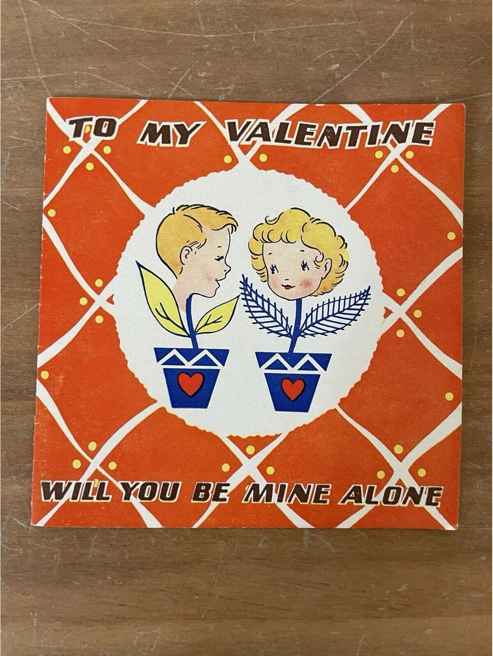 To My Valentine Will You Be Mine Alone Flower Pots Card Valentine Card